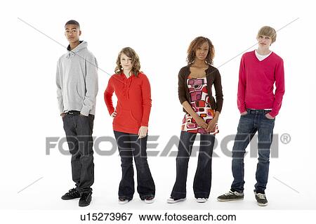 Group Of Four Teenagers In Studio View Large Photo Image Stock Photo - Group Of Four Teenagers In Studio. Fotosearch