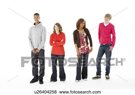 Group Of Four Teenagers In Studio View Large Photo Image Stock Photo - Group Of Four Teenagers In Studio. Fotosearch