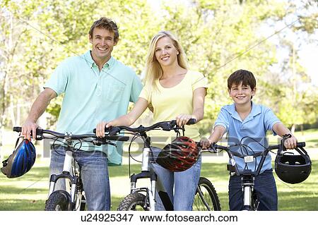 Parents And Son On Cycle Ride In Park View Large Photo Image Stock Photo - Parents And Son On Cycle Ride In Park. Fotosearch