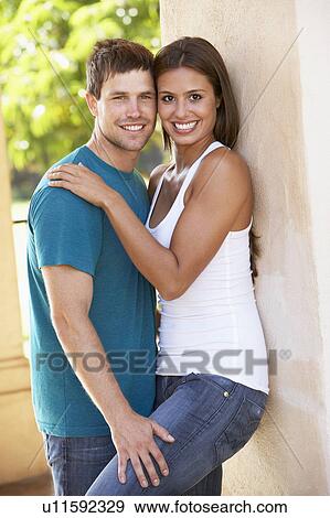 Romantic Young Couple Outside Building View Large Photo Image Stock Photo - Romantic Young Couple Outside Building. Fotosearch