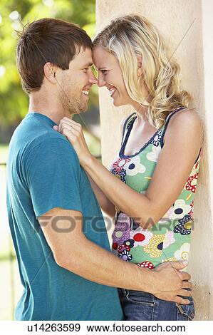 Romantic Young Couple Outside Building View Large Photo Image Stock Photo - Romantic Young Couple Outside Building. Fotosearch