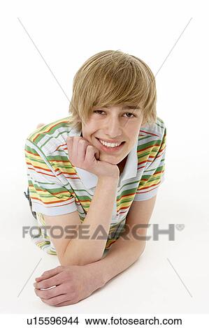 Picture - Studio Portrait Of Happy Teenage Boy. Fotosearch