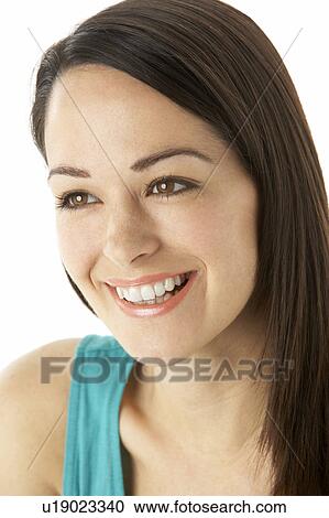 Stock Image - Studio Portrait Of Smiling Woman. Fotosearch