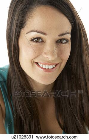 Studio Portrait Of Smiling Woman View Large Photo Image Stock Image - Studio Portrait Of Smiling Woman. Fotosearch