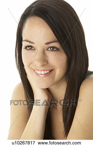 Stock Photo - Studio Portrait Of Smiling Woman. Fotosearch