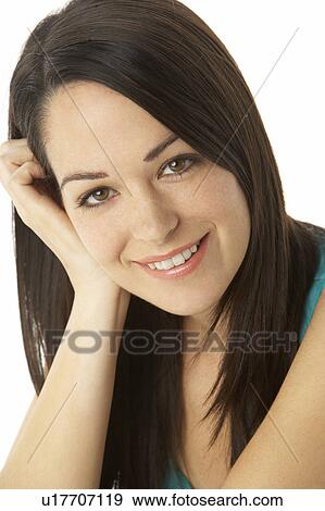 Stock Photo - Studio Portrait Of Smiling Woman. Fotosearch