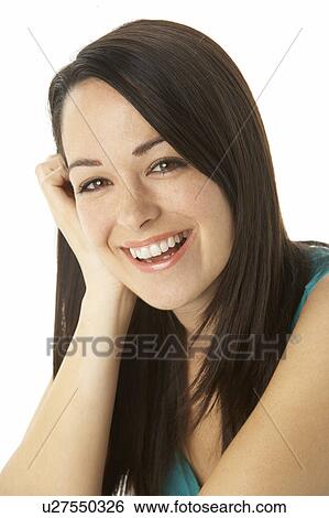 Studio Portrait Of Smiling Woman View Large Photo Image Stock Photograph - Studio Portrait Of Smiling Woman. Fotosearch