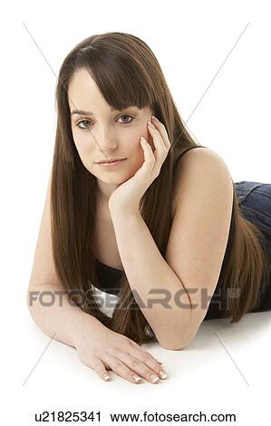 Studio Portrait Of Teenage Girl On White Background View Large Photo Image Stock Image - Studio Portrait Of Teenage Girl On White Background. Fotosearch