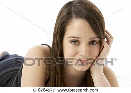 Studio Portrait Of Teenage Girl On White Background View Large Photo Image Stock Photo - Studio Portrait Of Teenage Girl On White Background. Fotosearch