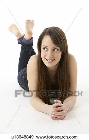 Studio Portrait Of Teenage Girl On White Background View Large Photo Image Stock Photo - Studio Portrait Of Teenage Girl On White Background. Fotosearch