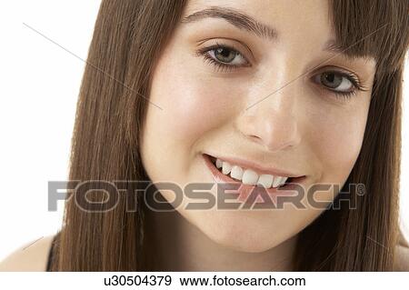Studio Portrait Of Teenage Girl On White Background View Large Photo Image Stock Photo - Studio Portrait Of Teenage Girl On White Background. Fotosearch
