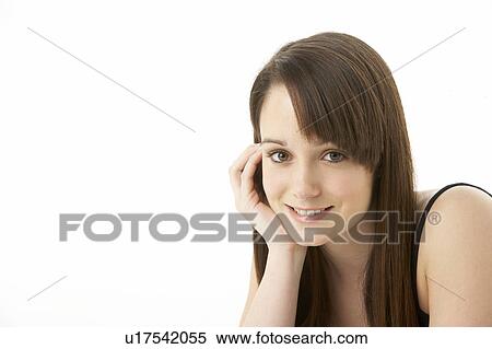 Stock Photography - Studio Portrait Of Teenage Girl On White Background. Fotosearch