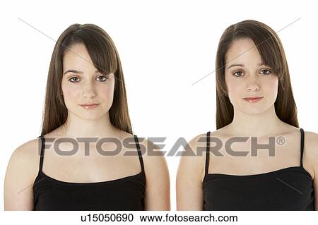 Studio Portrait Of Teenage Twins View Large Photo Image Stock Image - Studio Portrait Of Teenage Twins. Fotosearch