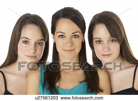 Studio Portrait Of Three Young Women View Large Photo Image Stock Image - Studio Portrait Of Three Young Women. Fotosearch