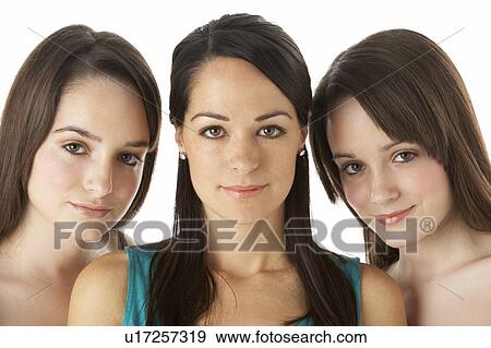 Studio Portrait Of Three Young Women View Large Photo Image Stock Photo - Studio Portrait Of Three Young Women. Fotosearch