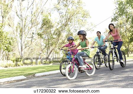 Young Family Riding Bikes In Park View Large Photo Image Stock Image - Young Family Riding Bikes In Park. Fotosearch