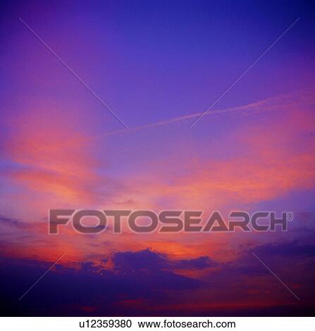 Stock Image - Purple sky, sunset, sky, dusk, nightfall, spectacular. Fotosearch