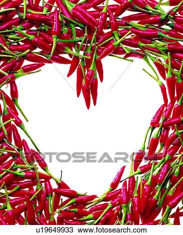 Stock Image - pepper, heart shape, decoration, decoration, red frame. Fotosearch