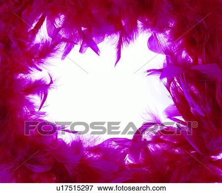 Stock Photo - red frame, feathers, frame, decoration, decoration. Fotosearch