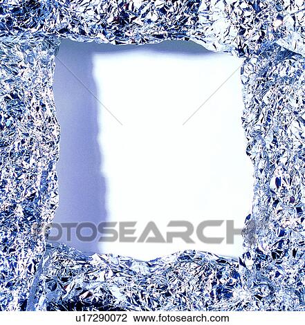 Stock Image - tinfoil, decoration, square, decoration, frame, silver frame. Fotosearch