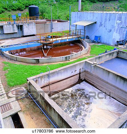 Stock Photograph - sewage treatment, water tower, sewage disposal, resources, a standpipe. Fotosearch