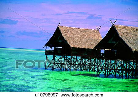 Ocean, Sea, Blue, House on the water, Diving Vacation, Traditional Buildings View Large Photo Image Stock Photo - Ocean, Sea, Blue, House on the water, Diving Vacation, Traditional Buildings. Fotosearch