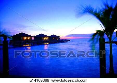 Sunset in Kapalai Island Resort, Diving Vacation, Ocean, Sea, Sunset, Nature landscape, Blue View Large Photo Image Stock Photo - Sunset in Kapalai Island Resort, Diving Vacation, Ocean, Sea, Sunset, Nature landscape, Blue. Fotosearch