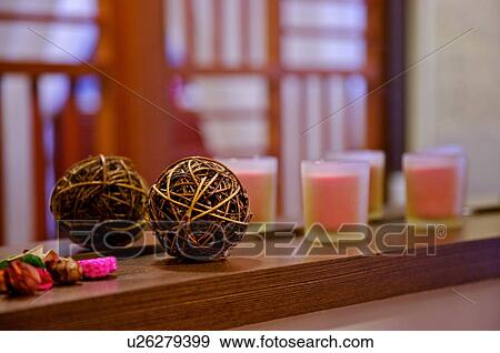 Mirror sill with decorations, and candles View Large Photo Image Stock Photo - Mirror sill with decorations, and candles. Fotosearch