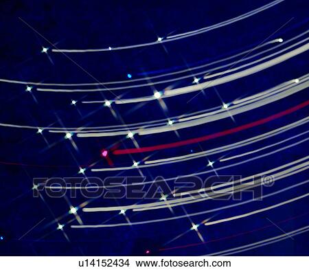 Picture - light, white, falling stars, straight lines, red. Fotosearch