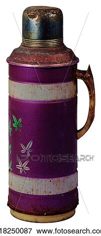 Stock Photo - red, metal, aged, antique, thermos bottle, traditional. Fotosearch