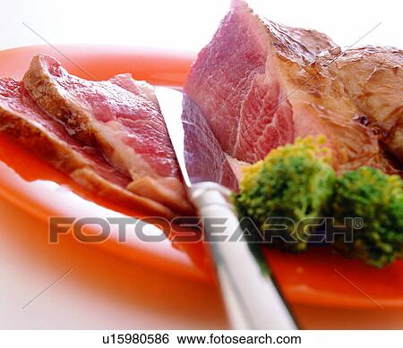 Stock Photograph - cooking, fork, food, vegetables, forks, knife, steak. Fotosearch