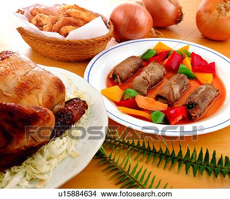 delicious, meat roll, onion, food, cooking, chicken, vegetables View Large Photo Image Picture - delicious, meat roll, onion, food, cooking, chicken, vegetables. Fotosearch
