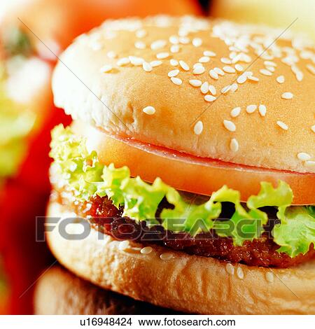 Picture - food, hamburger, delicious, vegetables, cuisine, western food, delicacies. Fotosearch