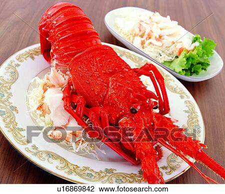 Stock Image - shrimp, lobster, cook, cooking, seafood, food, cuisine. Fotosearch
