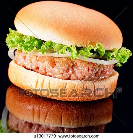 Stock Photo - western food, cuisine, food, cook, hamburger, vegetables, meat. Fotosearch