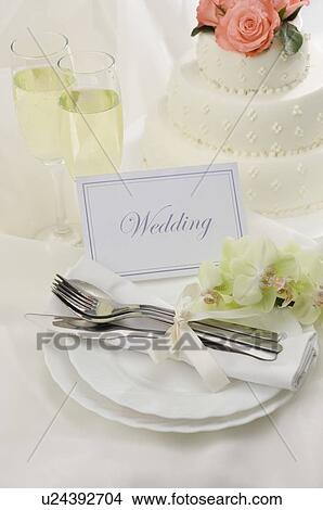Place setting at a wedding View Large Photo Image Picture - Place setting at a wedding. Fotosearch