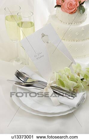 Place setting at a wedding View Large Photo Image Stock Image - Place setting at a wedding. Fotosearch
