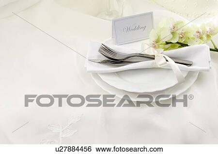 Place setting at a wedding View Large Photo Image Stock Photograph - Place setting at a wedding. Fotosearch