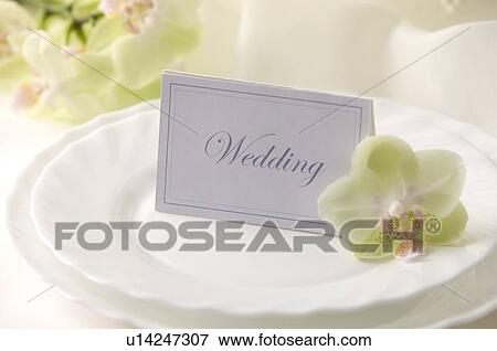 Stock Photo - Wedding name tag on the plate. Fotosearch