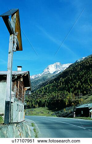 Stock Image - Nature landscape, Valleys, Wonder World, Houses, Artificial landscape, Mountains, Trees. Fotosearch