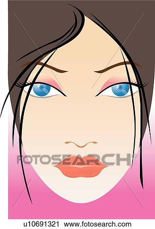 Clip Art - Dressing-up, Female, Ladies, Humans, Females, Make-up, Beautiful. Fotosearch