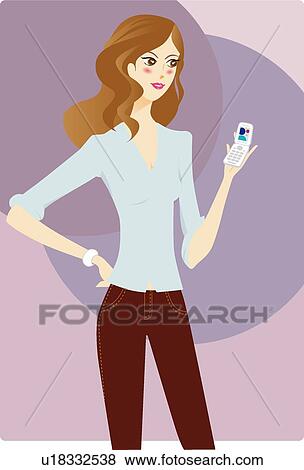 Stock Illustration - Human, Woman, Easy, People, Cell phones, Females, Lady. Fotosearch