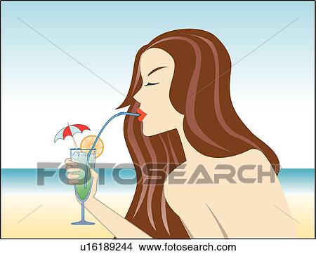 Lady, People, Ladies, Drink, Sea, Modern, Beautiful View Large Illustration Stock Illustration - Lady, People, Ladies, Drink, Sea, Modern, Beautiful. Fotosearch