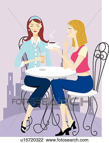 Woman, Coffee, Women, Easy, Humans, People, Relaxing View Large Illustration Drawing - Woman, Coffee, Women, Easy, Humans, People, Relaxing. Fotosearch