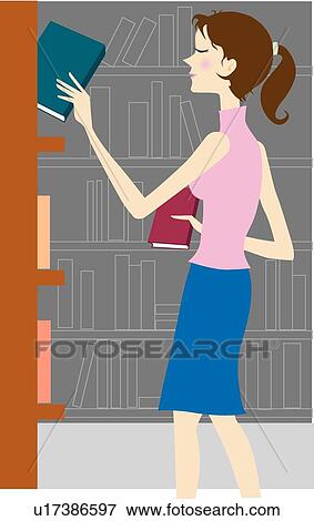 Stock Illustration - Women, Females, Vogue, Libraries, Book, Relaxing, Modern. Fotosearch