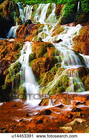 Stock Image - Natural landscape, Rock, Easy, Rocks, Waterfalls, Gold Waterfall. Fotosearch