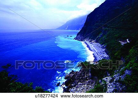 Picture - Plant, Easy, Rocks, Taiwan, Coast line, Mountain. Fotosearch