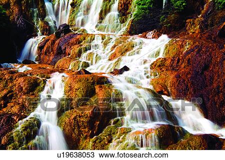 Stock Image - Waterfalls, Asia, Scenery, Easy, Gold Waterfall, Rock. Fotosearch