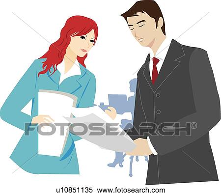 Stock Illustration - Business, Coworkers, Discussing, Women, OL. Fotosearch
