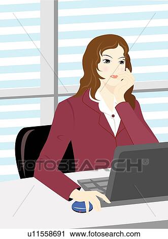 Clip Art - Business, OL, Office, Lady, Woman, Busy. Fotosearch